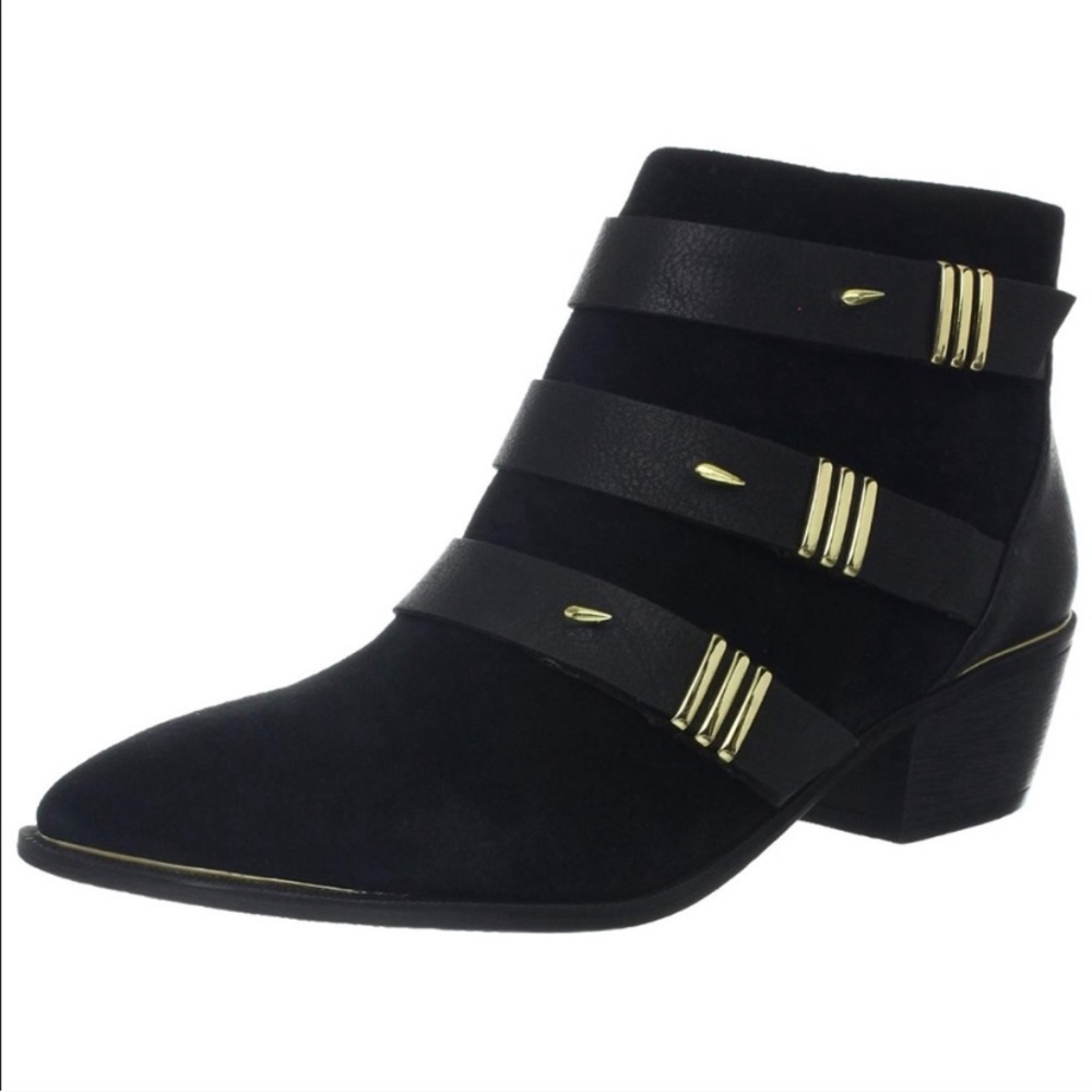 Circus by Sam Edelman Black Ankle Booties with Gold Accents